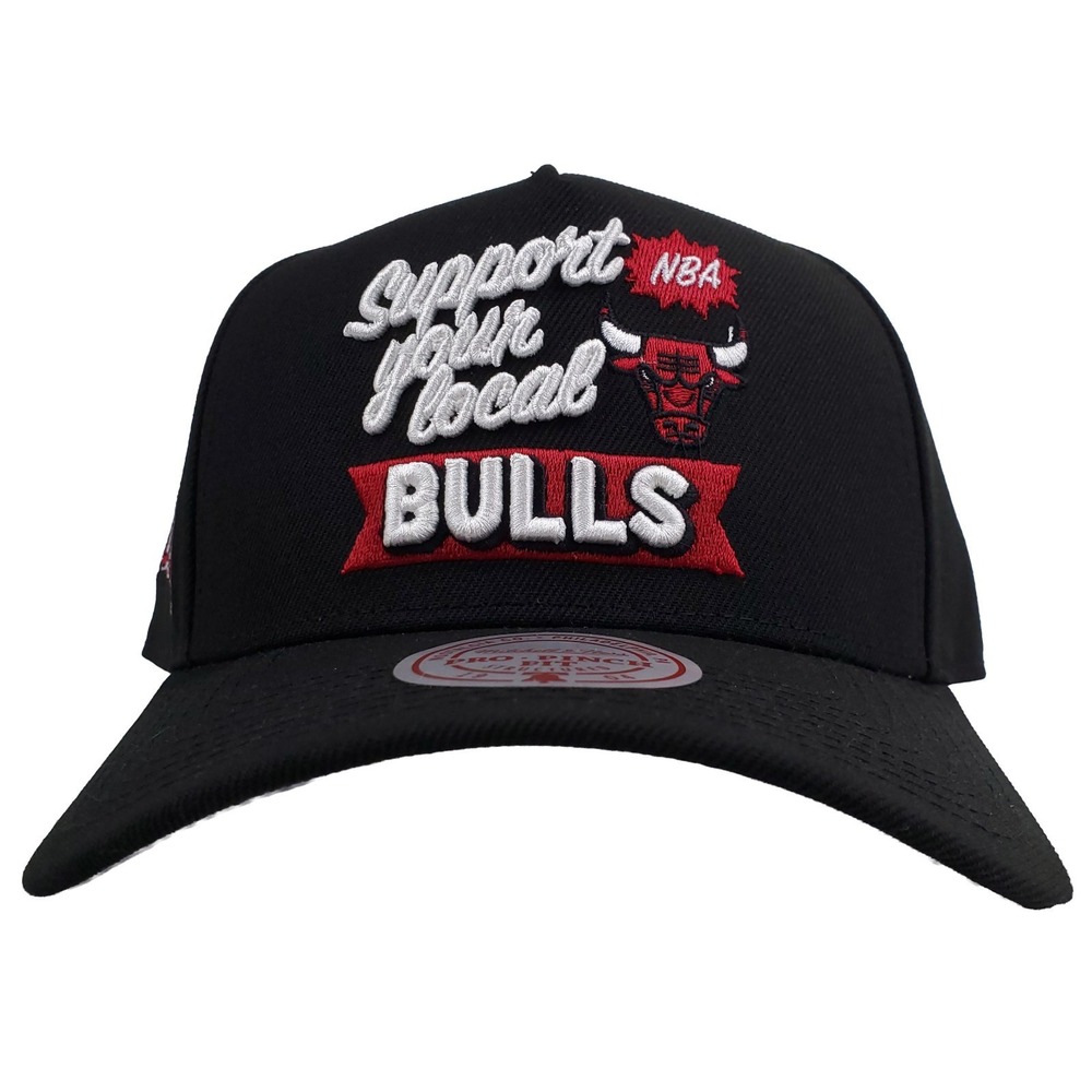 Chicago‎ Bulls Mitchell & Ness NBA Pro Fit Snapback Hat Cap 3D Logo Black NWT